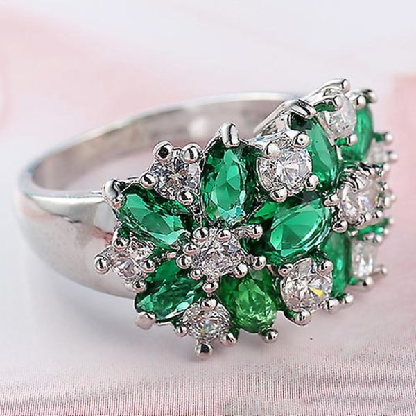Dammode 925 Sterling Silver Pläterad Rhinestone Bröllop Knuckle Finger Ring 8