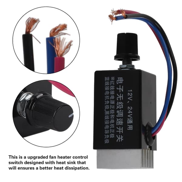 12V 24V Universal DC Motorvarvtalsregulator för Lastbilsfläkt Värmare Kontroll