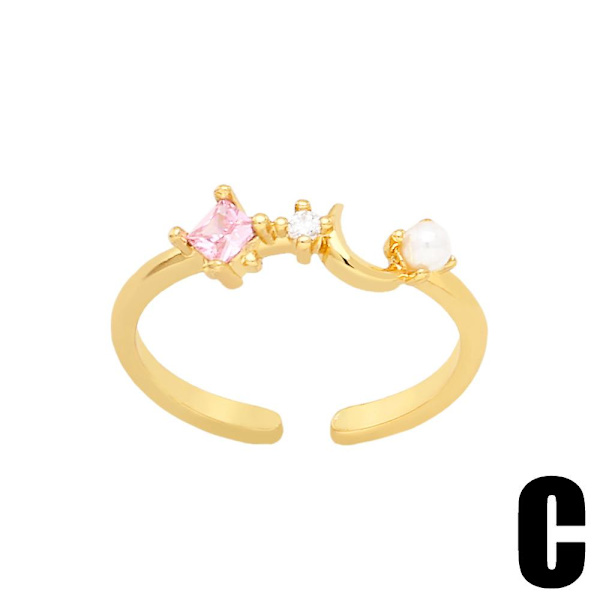 Ring Vintage Zircon Moon Star Modesmycken Ac10593 C