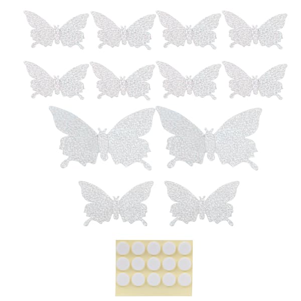 12-pack 3D-sticker Simulering Blixt Bakgrund Väggkonst för Vardagsrum Bröllop Heminredning Glänsande Silver