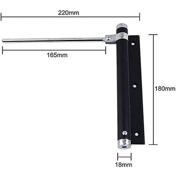 Lätt aluminiumlegering, fjäderlätt, fjäderbelastad, justerbar, självmonterande dörrstängare för bostäder och kommersiella ändamål (180 mm svart