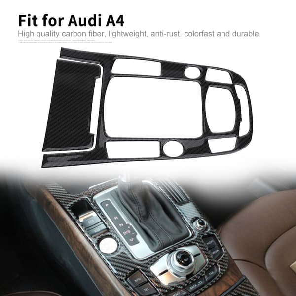 Karbonfiber Bil Midtkonsoll Girskiftpanel Deksel Trim for Audi A4