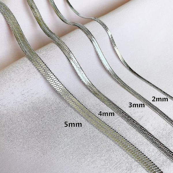 Snake Chain halskæde rustfrit stål sildeben guld farve Chain halskæde silver color 4mm 18inch(45cm)