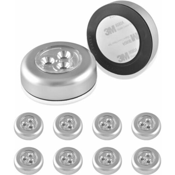 LED-skåpslampor, kallvit nattlampa med batteri Självhäftande kökslampa Pressskåpslampor, batteridriven