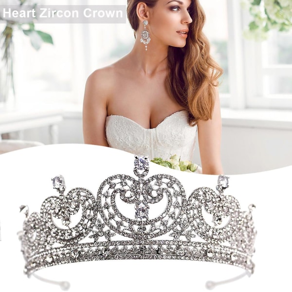 Hjärtformad Halite Legering Crown Brud strass smycken Bröllopshuvudbonad
