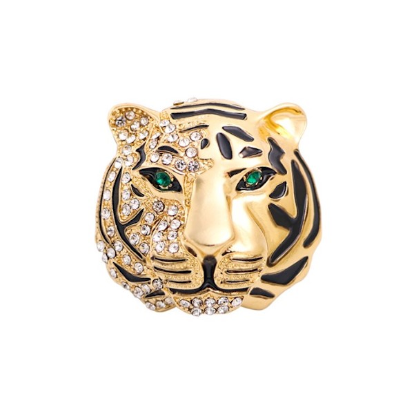 Europeiskt och amerikanskt guld high-end strass borr tiger brosch krage brosch retro herr corsage kläder kostym legering brosch