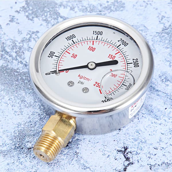Hydraulisk bränsletrycksmätare i rostfritt stål, oljefylld 0-3500 PSI
