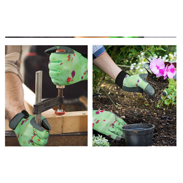 Neue Gartenhandschuhe aus Leder, Schaffell, verschleißfest, Touchscreen, Gartenarbeitshandschuhe (Grün L)