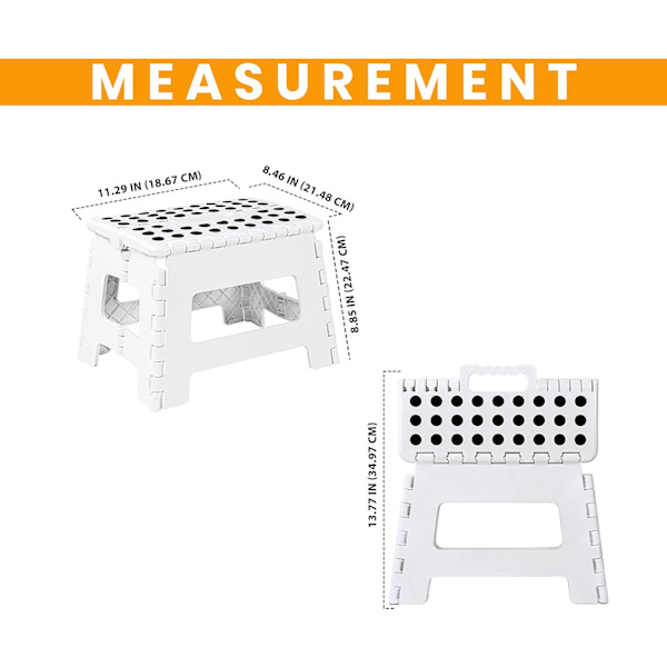 Vikbar Home Step Pall - (1 förpackning) 9" lång fotpall - Rymmer upp till 300 lbs - Lättvikts hopfällbar stegpall i plast för
