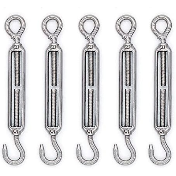 M4/m5/m6/m8 304 krok- och öglespänne i rostfritt stål - 5-pack