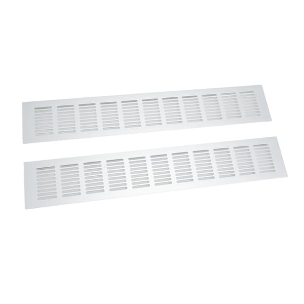2 stk. luftventilationsrist i aluminiumslegering, rektangulær ventilationsplade til skab, skoskab, skab 80x450mm