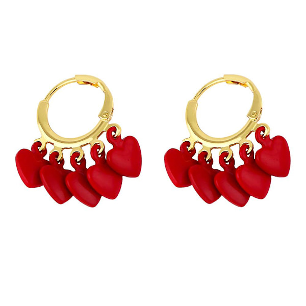 Örhängen Vintage Zircon Heart Stud Modesmycken Ac9516 Red