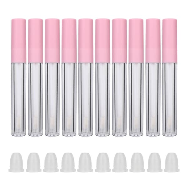 10 påfyllningsbara läppglansflaskor DIY tomma läppbalsamtuber 2,5 ml rosa kork transparent kropp