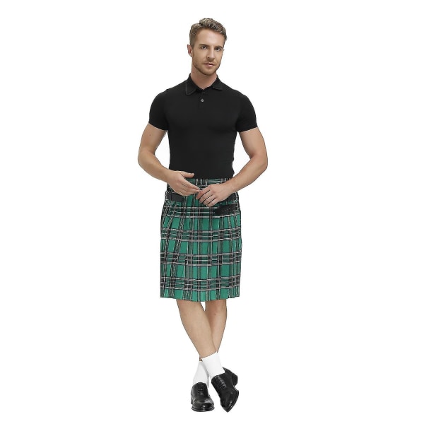 Herre plaid plisseret nederdel, traditionel scenekjole XL