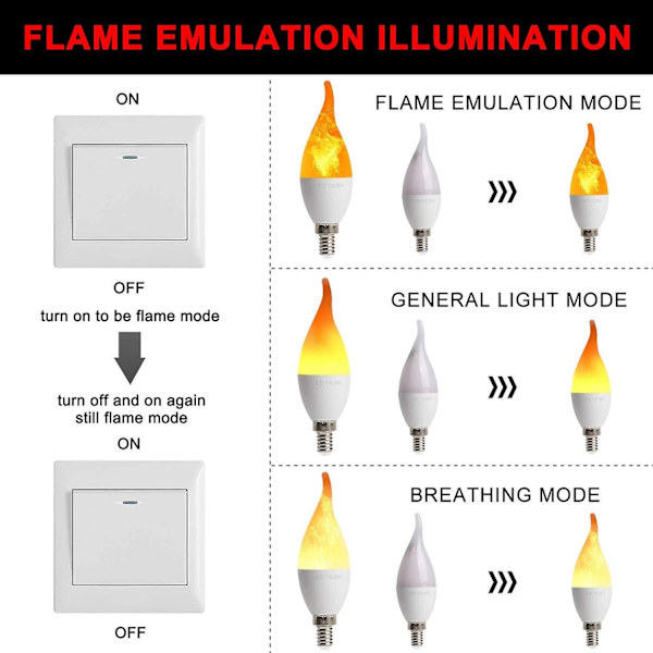 LED Candle Flame Lamp Simulering Flame Lamp