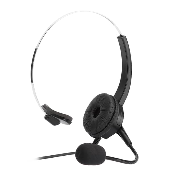 Callcenter-headset med mikrofon, håndfri støjreducerende mono-headset 3,5 mm interface til fastnettelefon