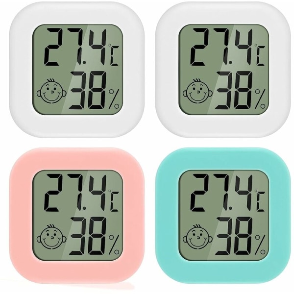 Hem Mini Hygrometer termometer för inomhusbruk (2st Vit+Grön+Blå(Celsius))