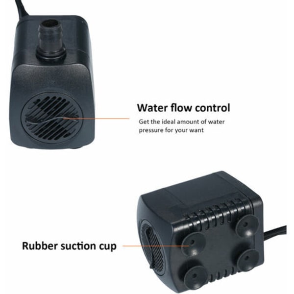 Akvariumpump LED-ljus dränkbar pump 800L/H Ultratyst akvariumdammtank Simbassäng Vattenfontänpump, EU Plus