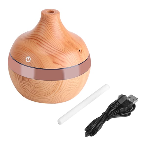 USB-luftfuktare och oljediffusor med träådring (300 ml)