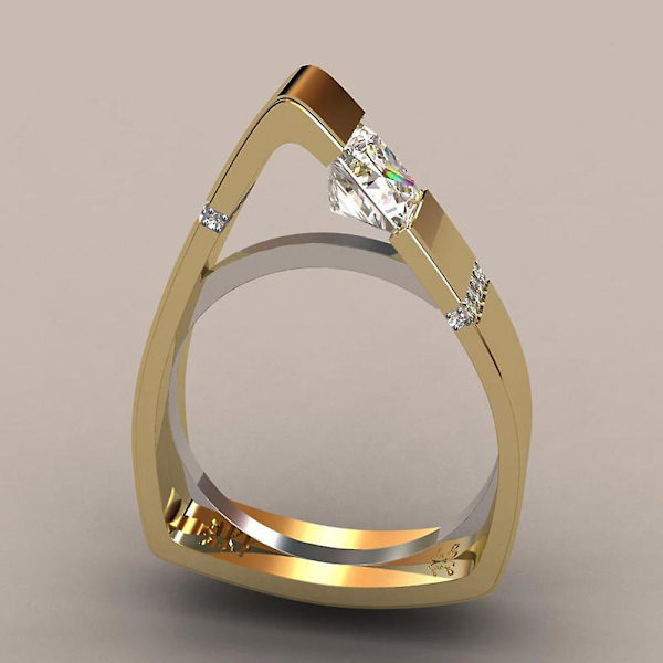 Mode Kvinnor Geometri Hollow Triangle Strass Finger Ring Dekor Smycken Present US 9