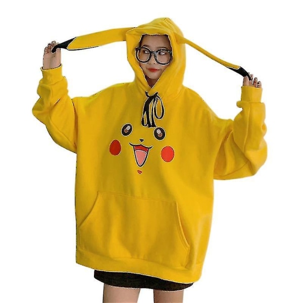 Elf Pikachu Sweatshirt Hoodie Jacka Lös yellow l