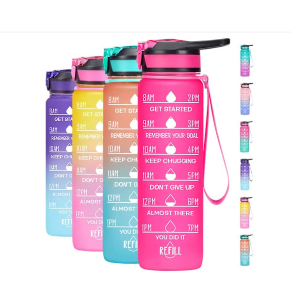 1000ml Gradient Vandkopplet Amazon Stor Kapacitet Bounce Cup Halm Vandkop Scrub Sportsvandflaske (med sugerør)