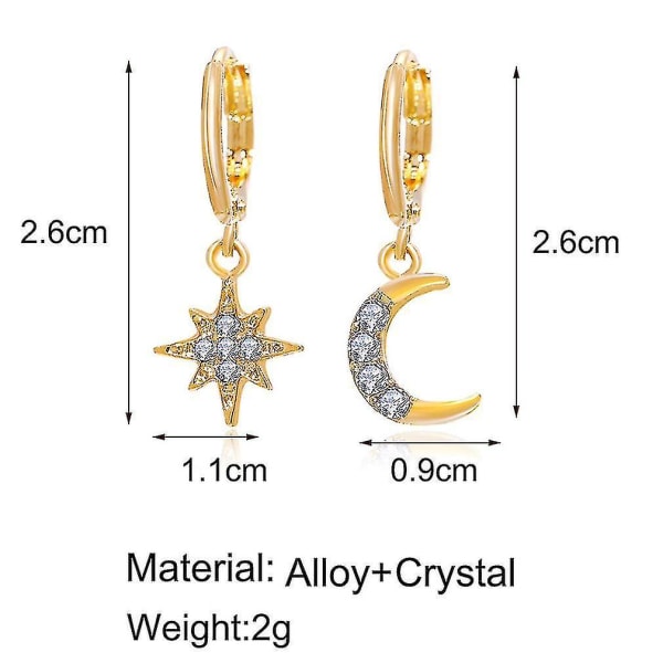 øreclips Asymmetrisk Star Moon Ear Legering Guld øreringe til bryllup