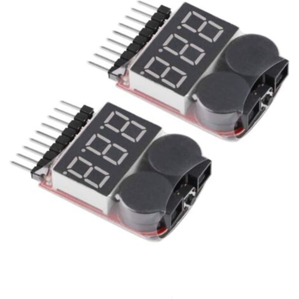 1S-8S batteritester, RC batterialarm Buzzer Lipo Checker med LED til Lipo, Li-ION, Li-Fe batteri Fonepro