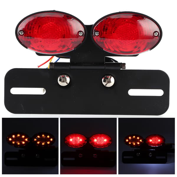 Universal LED Oval Motorcykel Blinklys Nummerplade Lys Dobbelt Pære Montering