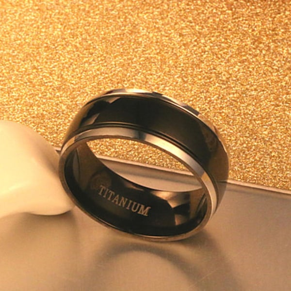 8mm Män Ring Brev Polerad Svart Cool Mode Utseende Finger Ring För Bröllop US 6