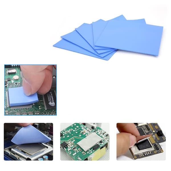 5 stk. silikone termisk pude 100x100x1,5 mm høj varmeledningsevne til CPU GPU