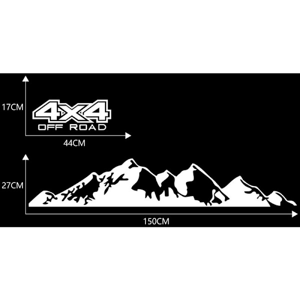Mountains Pattern Car Trunk Sticker för Toyota Hilux (Vit)