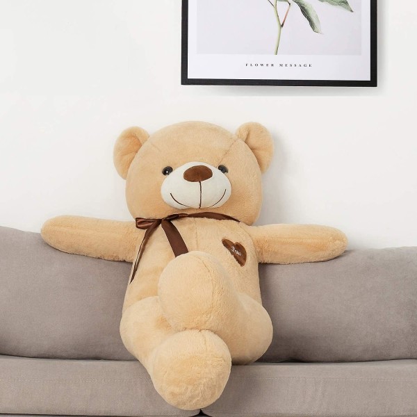 Söt Teddybjörn Figur-Ljusbrun, 100cm.