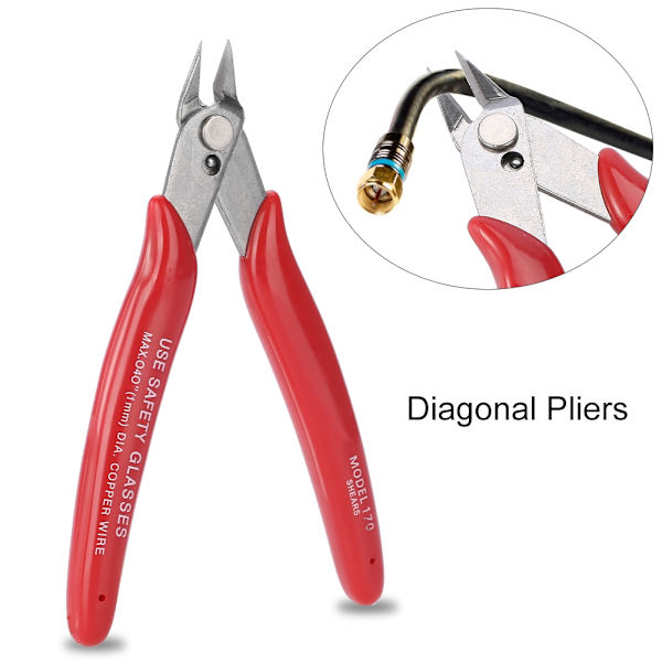 Sideklipper Diagonal Wire Cutter Stålkabelværktøj Rød