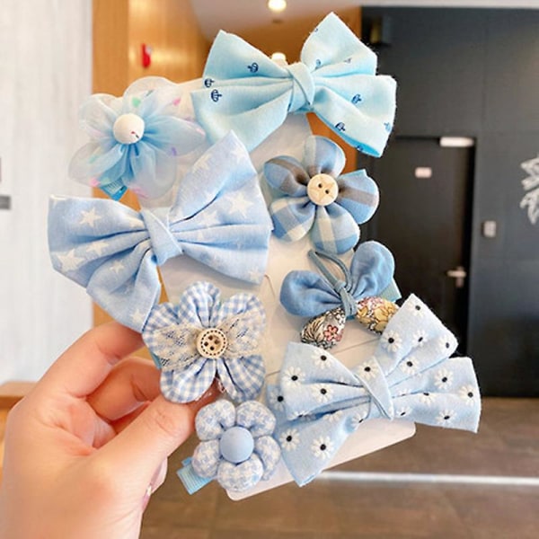 Kids Flower Bow set Söpöt, makeanväriset hiusneulatarvikkeet blue