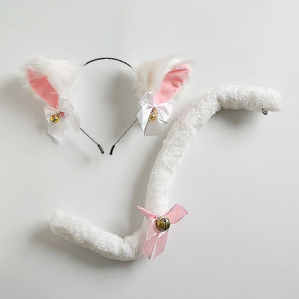 Cat Fox Wolf -korvan muotoinen pääpanta ja Cosplay Tail Halloween -asutarvikkeet White