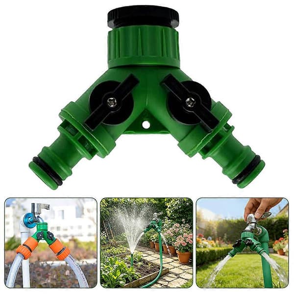 Hagesplitter med doble uttak Y-ventiler Universal Anti-korrosjon Rustfri for bilvask 1pc