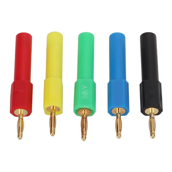 Billadapter: 5 stk 2 mm til 4 mm PA messingbananer