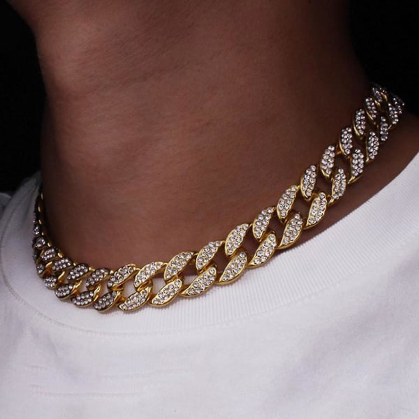 Hip-hop smykker fuld diamant 13 mm cubansk kravebenskæde til mænds modesmykker