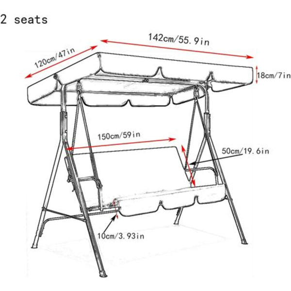 Gyngesædegynger med baldakin, 210D vandtæt gyngesædeudskiftningsbetræk Havehængekøjestolsovertræk