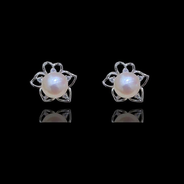 s925 Sølv Love Petal Stud Øreringe Natural Pearl