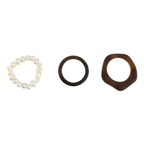 3st/ set Fingerringar Olika stilar All-match Enkel hudvänlig Transparent Faux Pearls Damringar för dejt Brown