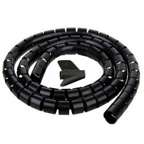 Cover, 2 m flexibelt hölje för elektrisk kabelhantering för att förvara eller dölja TV-kablar, kabelhantering för hem och kontor, 2 m - ∅16 mm, svart