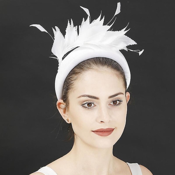 Feather Pannband Elegent Retro Utsökt utförande Huvudbonader för kvinnor och flickor Bröllop Tea Party Red