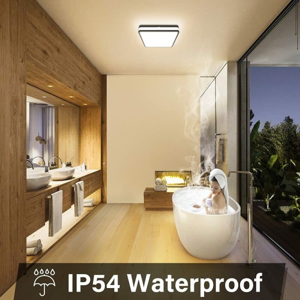 24W LED loftslampe, IP54 vandtæt badeværelsesloftslampe, loftslampe, køkken, stue, soveværelse, balkon, ha