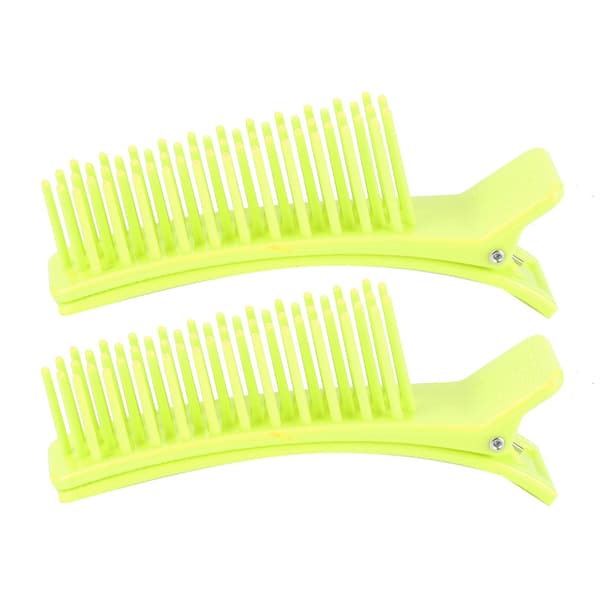 Fluorescerande Grön Hårsektioneringsklämma Stylinggrepp 2-pack