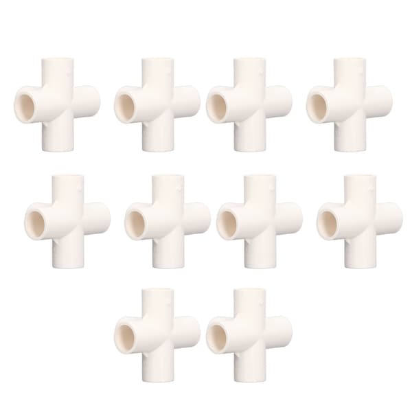 10 stk. PVC-rørfittings 20 mm 5-vejs retvinklet 3D-albueforbindelse til møbler hvid
