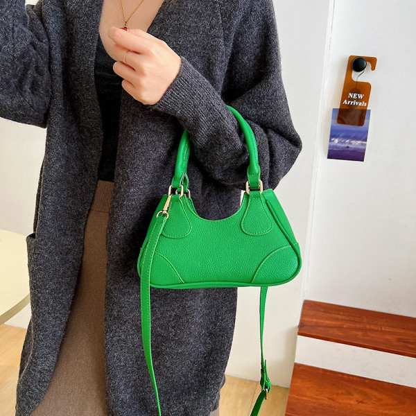Yksinkertainen tyylikäs naisten naisten pieni olkalaukku Pure Color Sling käsilaukut kallistettu olkalaukku, vihreä