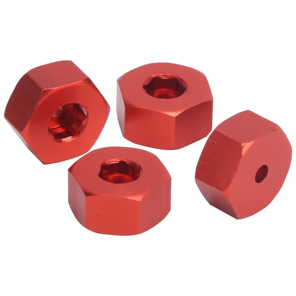 4 stk. 5 mm til 12 mm Kombineringshjulnav Hex Adapter Tilbehør til WPL D12 1/10 RC Lastbiler Rød
