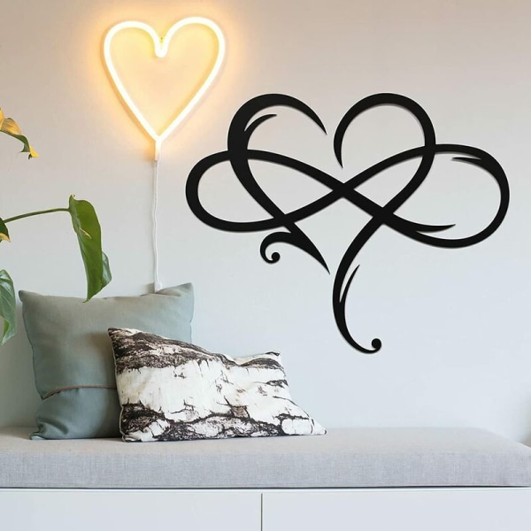 Infinity Heart Väggdekor Metall Väggkonst, Järnkonst Dekoration Present, Eternal Love Väggskulptur för hemmets vardagsrum